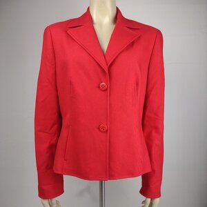 Carlisle red cotton blend two button fully lined blazer jacket ladies size 14